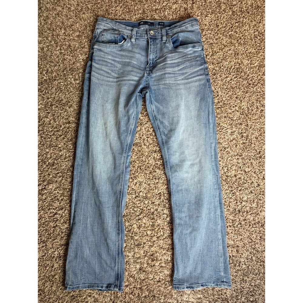 BKE Jake Jeans Mens Size 33x30 Blue Bootcut Stretch Landon Embroidered Fit